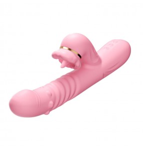 MizzZee - Oral Bliss Heating Licking Rotating Bead Vibrator (Chargeable - Pink)